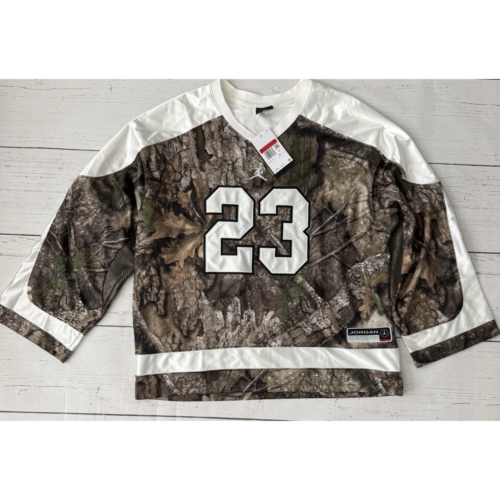 New Air Jordan Brooklyn Realtree Oversized Hockey Jersey IB3964-222 Men's Large